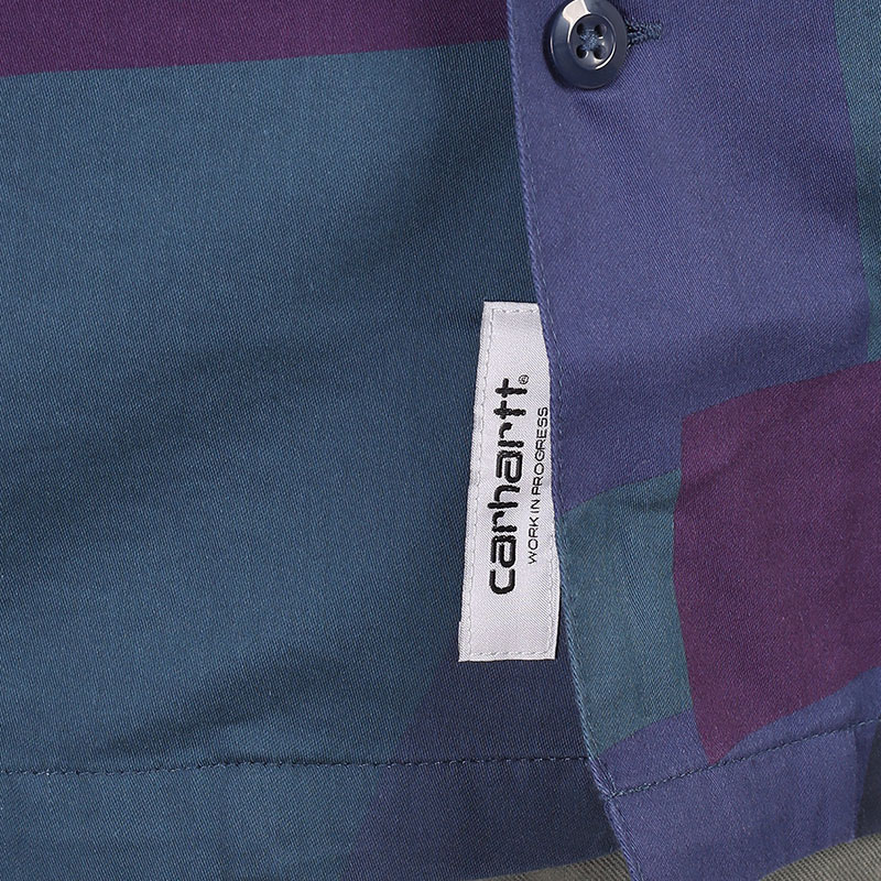 мужская синяя рубашка Carhartt WIP S/S Geo Shirt I030040-blue - цена, описание, фото 3